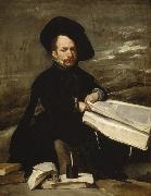 Diego Velazquez A Dwarf Holding a Tome on his Lap (Don Diego de Acedo,El Primo) (df01) painting